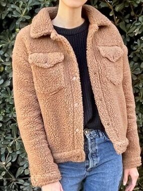 Mystree Teddy Sherpa Jacket Tan Brown Cozy Size Small 🤎
